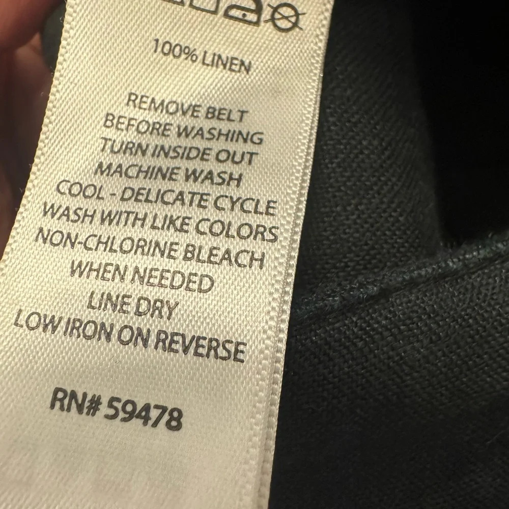 H by Halston Linen Wide Leg Ankle Crop Pants in Black with Pockets S - Picture 11 of 11